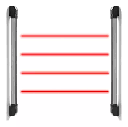 barrera fotoeléctrica de 4 haces, 100m con cable sinc - 60 metros sin cable sinc,
articulación horizontal de 360°, 2 canales de frecuencia para apilamiento, grado de
protección ip65.